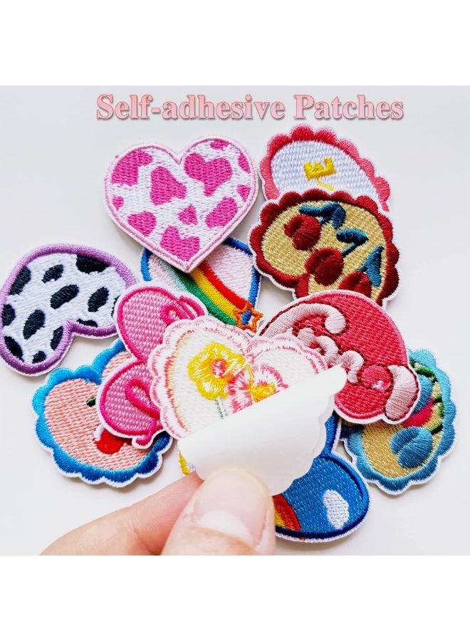 fantasize رقع قلوب مطرزة ذاتية اللصق للتزيين، 12 قطعة نمط لطيف من رقع قلوب مطرزة، رقع DIY للملابس، رقع على شكل حب للحقائب والخيام والتي شيرت والجينز والتنانير والسترات والقبعات - Image 4